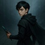 静かな霧の石畳に立つ若き忍・ニンタが、苦無を構え振り返る姿。判断の気配が漂うその表情は、未来を切り開く一瞬を映す。 A young shinobi stands on a misty stone path, gripping a kunai with silent tension. His gaze, sharp and reflective, marks a decisive moment in stillness.